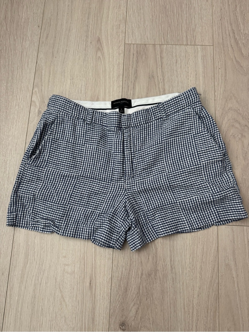 Banana Republic Navy and White Gingham Shorts